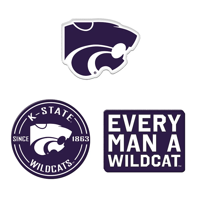 Lot de 3 aimants de réfrigérateur haut de gamme WinCraft Kansas State Wildcats