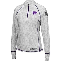 Haut léger à quart de fermeture éclair pour femme Colosseum Camo Kansas State Wildcats OHT Military Appréciation Officer Arctic