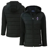 Women's Cutter & Buck  Black Kansas State Wildcats Vault Evoke Hybrid Eco Softshell Recycled Full-Zip Hooded Jacket