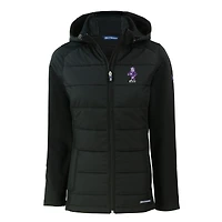 Women's Cutter & Buck  Black Kansas State Wildcats Vault Evoke Hybrid Eco Softshell Recycled Full-Zip Hooded Jacket