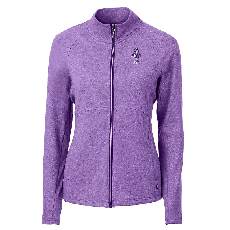 Women's Cutter & Buck Heather Purple Kansas State Wildcats Vault Adapt Eco Knit Recycled Full-Zip Jacket