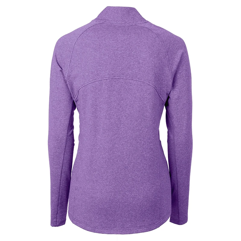 Women's Cutter & Buck Heather Purple Kansas State Wildcats Vault Adapt Eco Knit Recycled Full-Zip Jacket