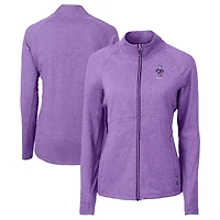 Women's Cutter & Buck Heather Purple Kansas State Wildcats Vault Adapt Eco Knit Recycled Full-Zip Jacket