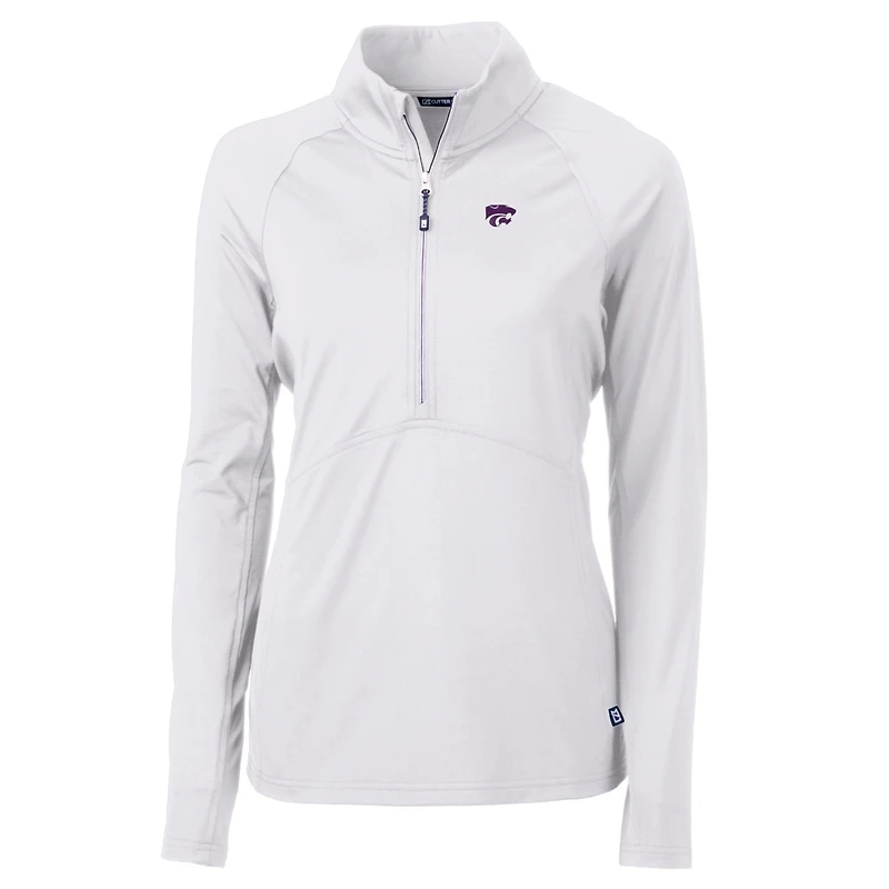 Veste pull-over à demi-zip Cutter & Buck White Kansas State Wildcats pour femme