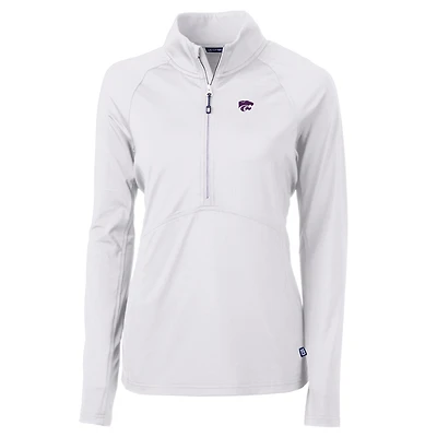 Veste pull-over à demi-zip Cutter & Buck White Kansas State Wildcats pour femme