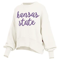 Sweat-shirt surdimensionné Chelsea pour femme, couleur crème Pressbox, Kansas State Wildcats, longueur taille