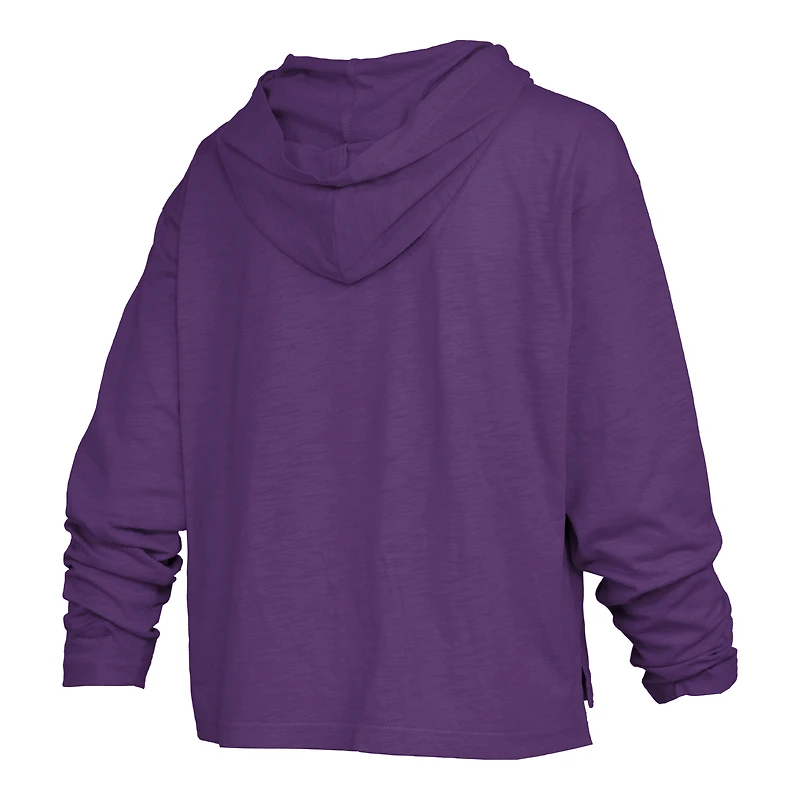Women's Pressbox  Purple Kansas State Wildcats Nelson Arch Over Logo Long Sleeve Hooded Slub T-Shirt