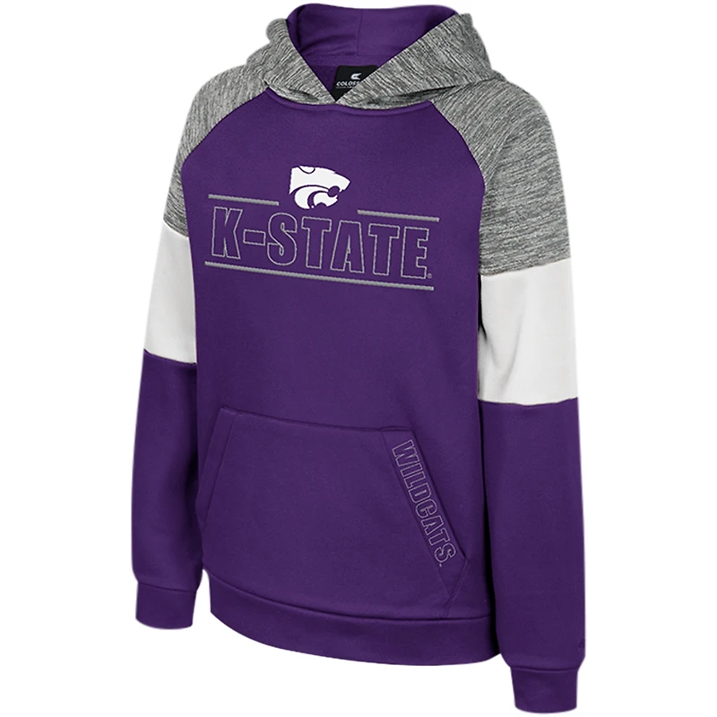 Sweat à capuche raglan pour jeunes Colosseum Purple Kansas State Wildcats Live Hardcore
