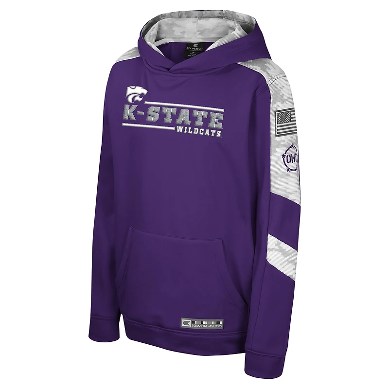 Sweat à capuche Youth Colosseum Purple Kansas State Wildcats OHT Military Appreciation Cyclone Digital Camo
