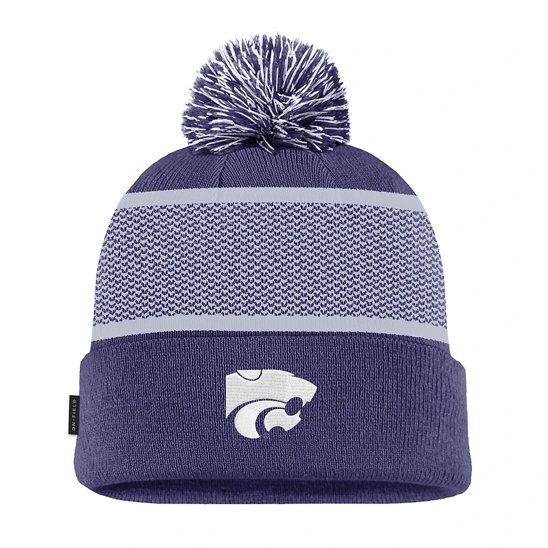 Bonnet en tricot à revers avec pompon Nike violet Kansas State Wildcats 2024 Sideline Peak pour jeune