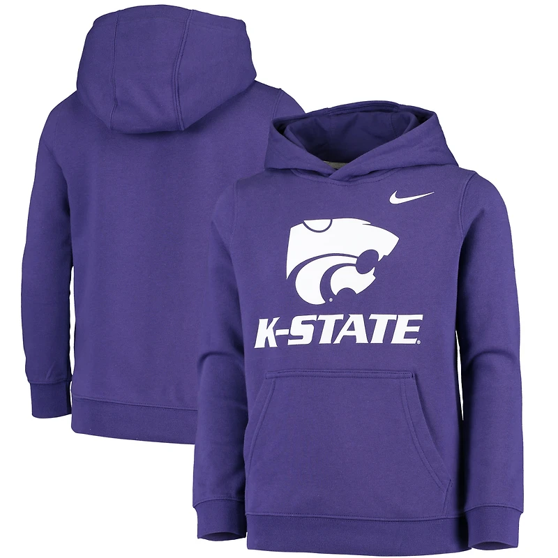 Youth Nike Purple Kansas State Wildcats Stadium Club Fleece Pullover Hoodie