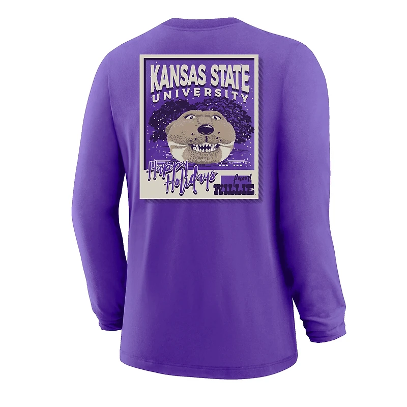 Youth Purple Kansas State Wildcats Snowy Polaroid Long Sleeve T-Shirt
