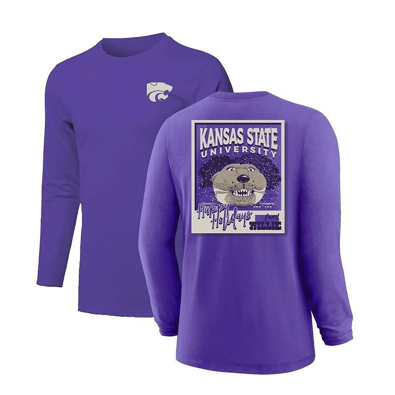 Youth Purple Kansas State Wildcats Snowy Polaroid Long Sleeve T-Shirt