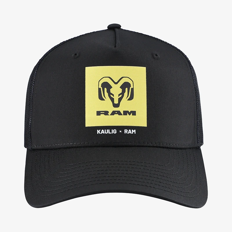 Unisex Kaulig Racing x Ram  Black Square Trucker Trucker Adjustable Hat