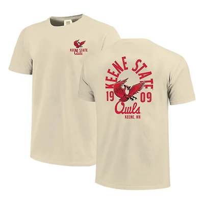 Men's Cream Keene State Owls Comfort Colors Mascot Overlay T-Shirt