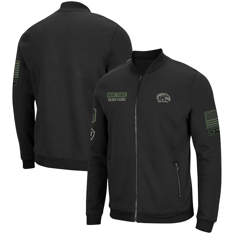 Blouson aviateur entièrement zippé Colosseum Black Kent State Golden Flashes OHT Military Appréciation pour hommes