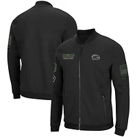 Blouson aviateur entièrement zippé Colosseum Black Kent State Golden Flashes OHT Military Appréciation pour hommes