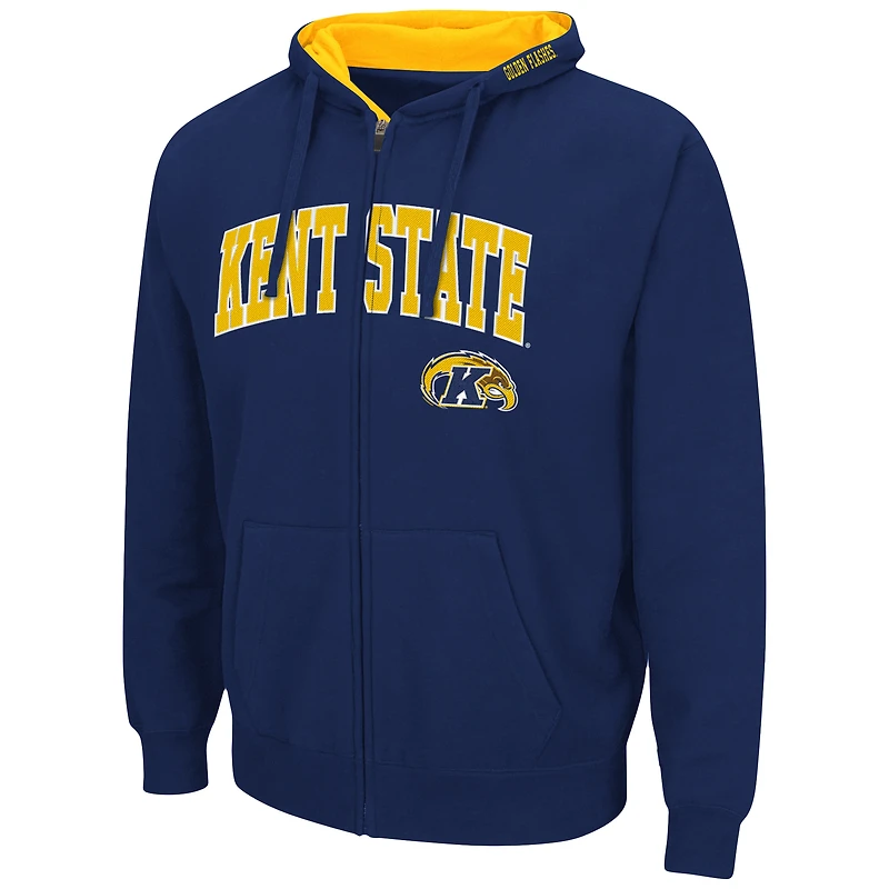 Sweat à capuche zippé Kent State Golden Flashes Arch & Logo pour homme Colosseum Navy