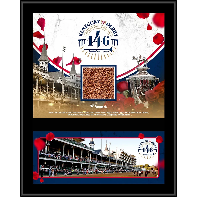 Plaque sublimée de 12" x 15" du Kentucky Derby 146 avec de la terre utilisée lors de la course du 146e Kentucky Derby