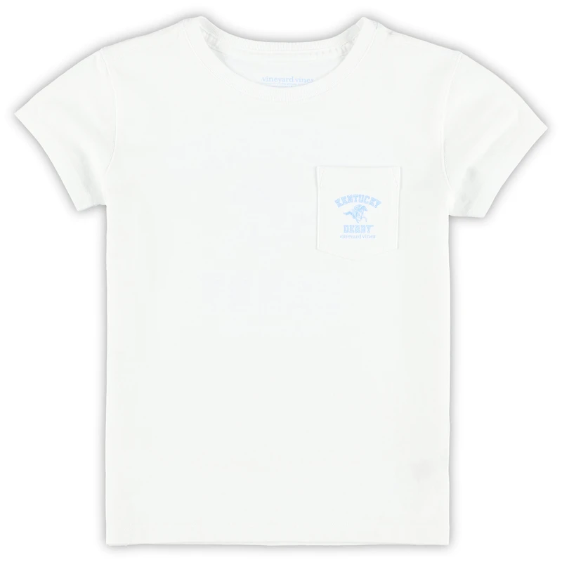 T-shirt blanc vieilli pour filles de maternelle Vineyard Vines Kentucky Derby