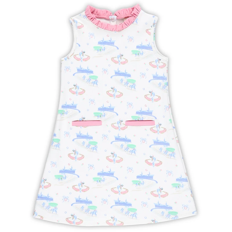 Robe de loisirs luxe blanche Kentucky Derby pour filles d'âge préscolaire Lizzie