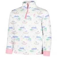 Sweat-shirt blanc à demi-zip col canter pour fille Kentucky Derby
