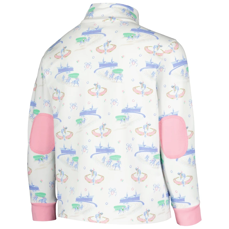 Sweat-shirt blanc à demi-zip col canter pour fille Kentucky Derby