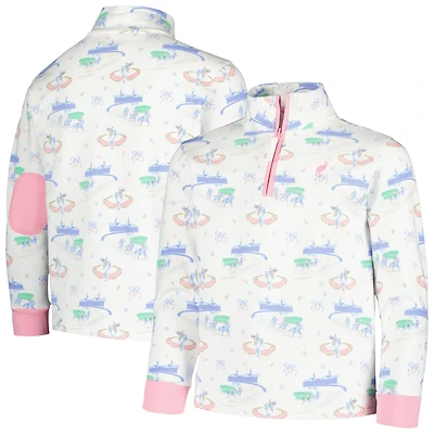 Sweat-shirt blanc à demi-zip col canter pour fille Kentucky Derby