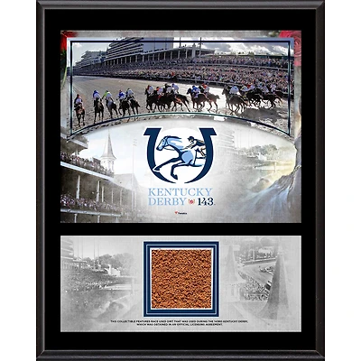 Plaque commémorative sublimée de 30,5 cm x 38 cm (12 po x 15 po) du 143e Kentucky Derby, contenant de la terre utilisée lors de la course.
