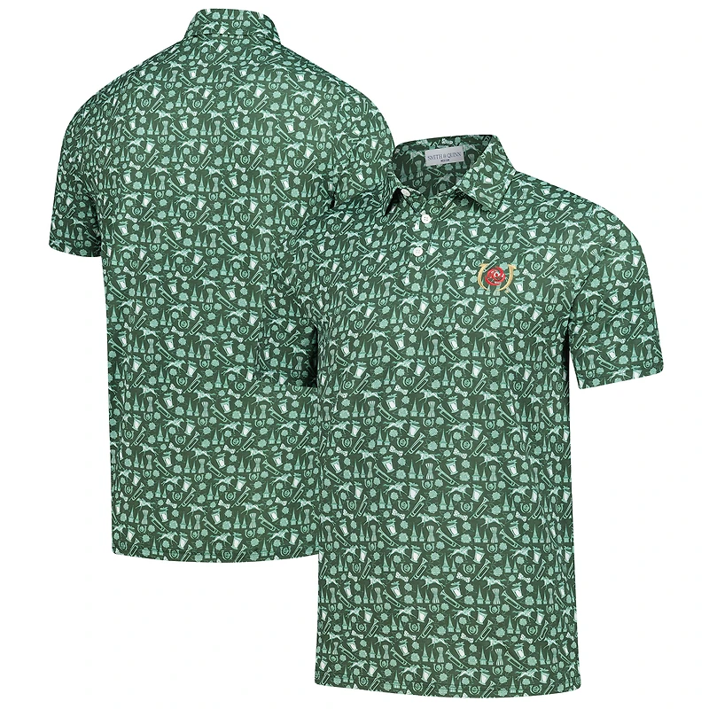 Men's Smith & Quinn  Dark Green Kentucky Derby Teddy Performance Polo