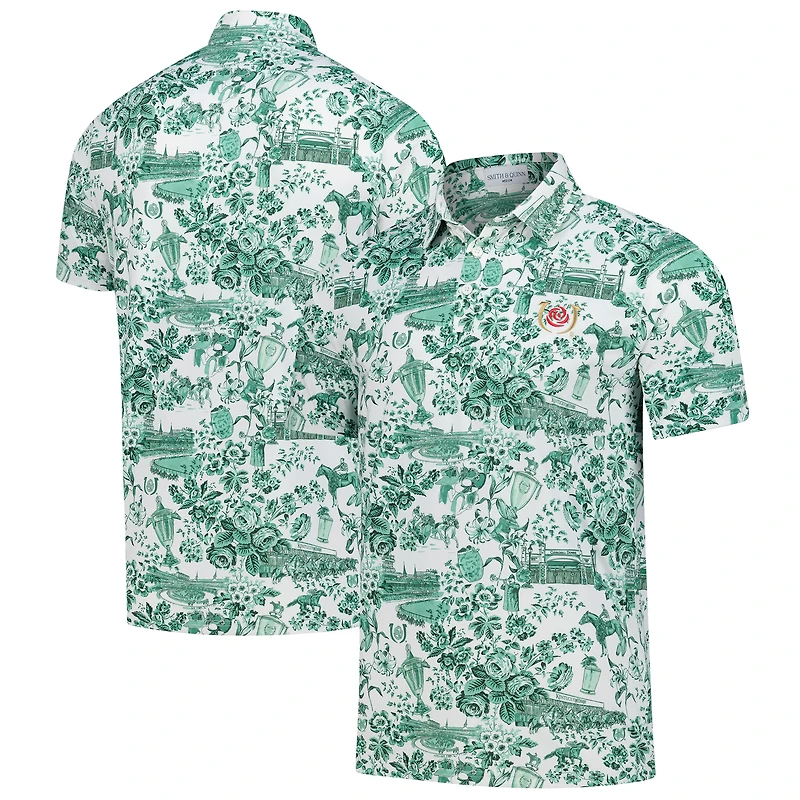 Men's Smith & Quinn White Kentucky Derby Teddy Performance Polo