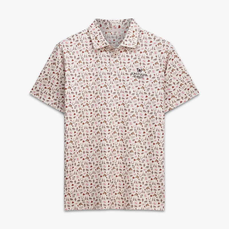 Polo Barstool Golf crème imprimé Kentucky Derby Roses pour homme