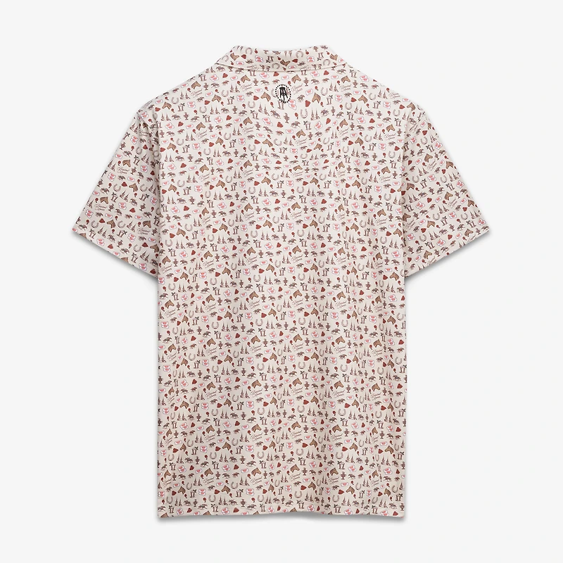 Men's Barstool Golf Cream Kentucky Derby Roses Printed Polo