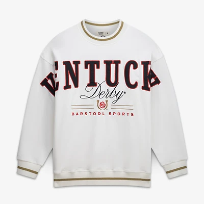Men's Barstool Golf White Kentucky Derby Authentic Ribbed Oversized Sweatshirt