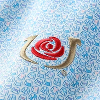 Polo Performance Peter Millar bleu clair pour homme, imprimé Kentucky Derby Jockey