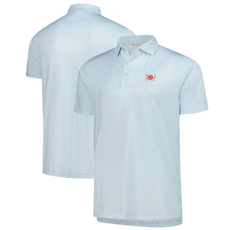 Men's Peter Millar Light Blue Kentucky Derby Mint Julep All-Over Print Performance Polo