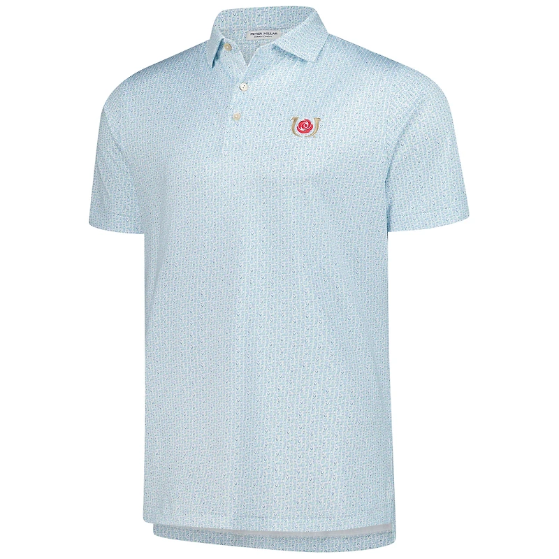 Men's Peter Millar Light Blue Kentucky Derby Mint Julep All-Over Print Performance Polo