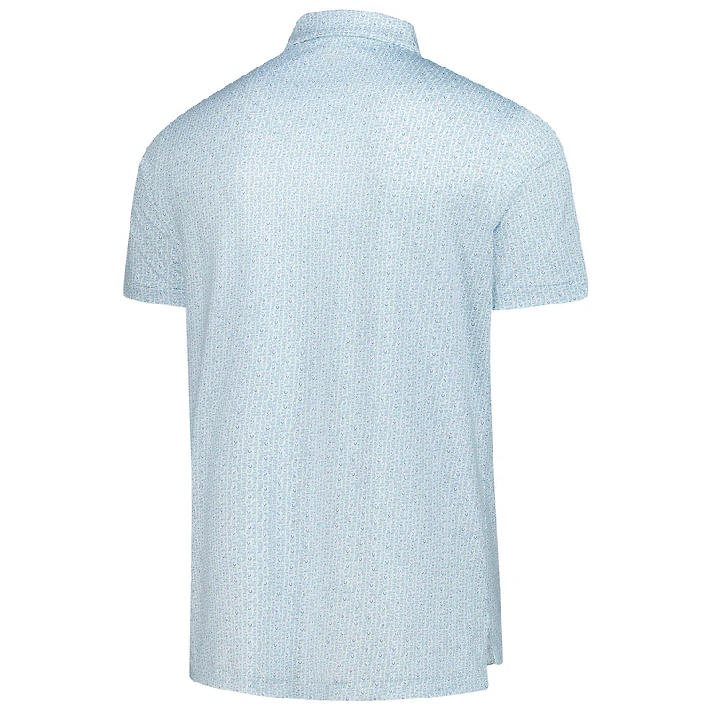 Men's Peter Millar Light Blue Kentucky Derby Mint Julep All-Over Print Performance Polo