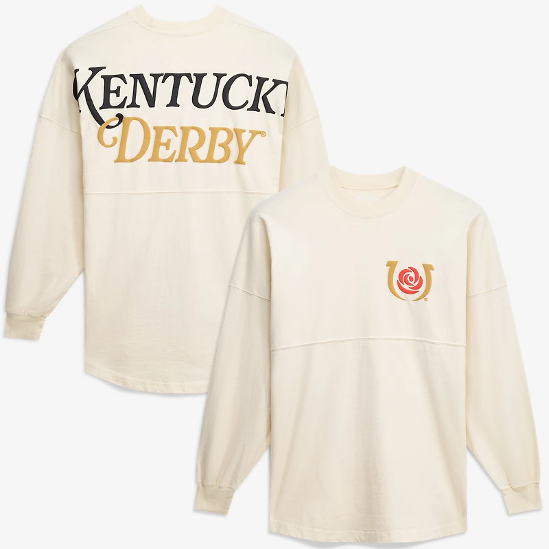 T-shirt à manches longues original surdimensionné Kentucky Derby pour homme, couleur crème, style Spirit Jersey.