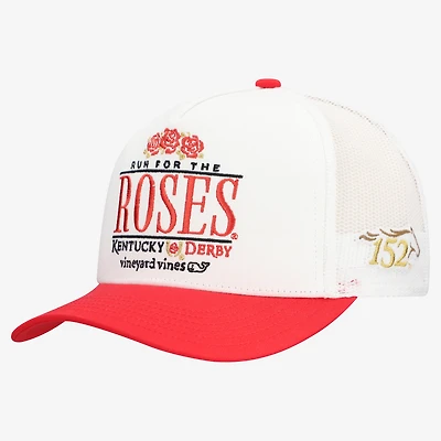 Men's Vineyard Vines Cream/Red 152nd Kentucky Derby Roses High Pro Trucker Adjustable Hat