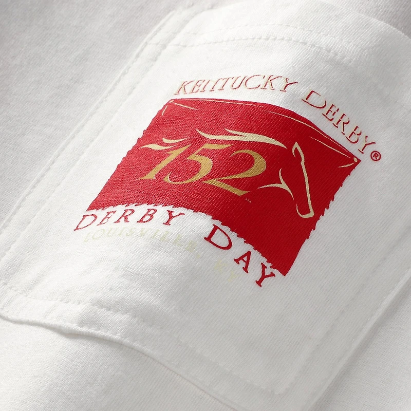 T-shirt à manches longues pour homme, blanc, avec poche, drapeau américain, 152e Derby du Kentucky