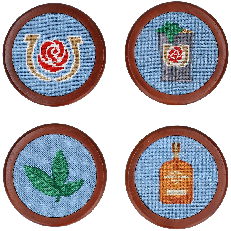 Smathers & Branson Lot de quatre sous-verres Kentucky Derby Needlepoint