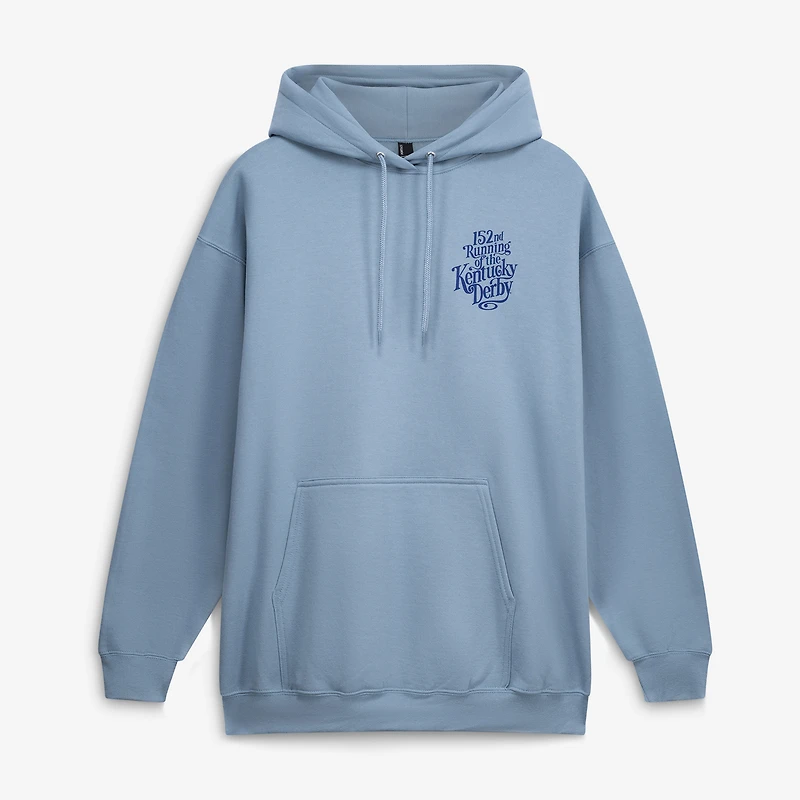 Sweat à capuche unisexe bleu avec affiche « Art of the Derby » et