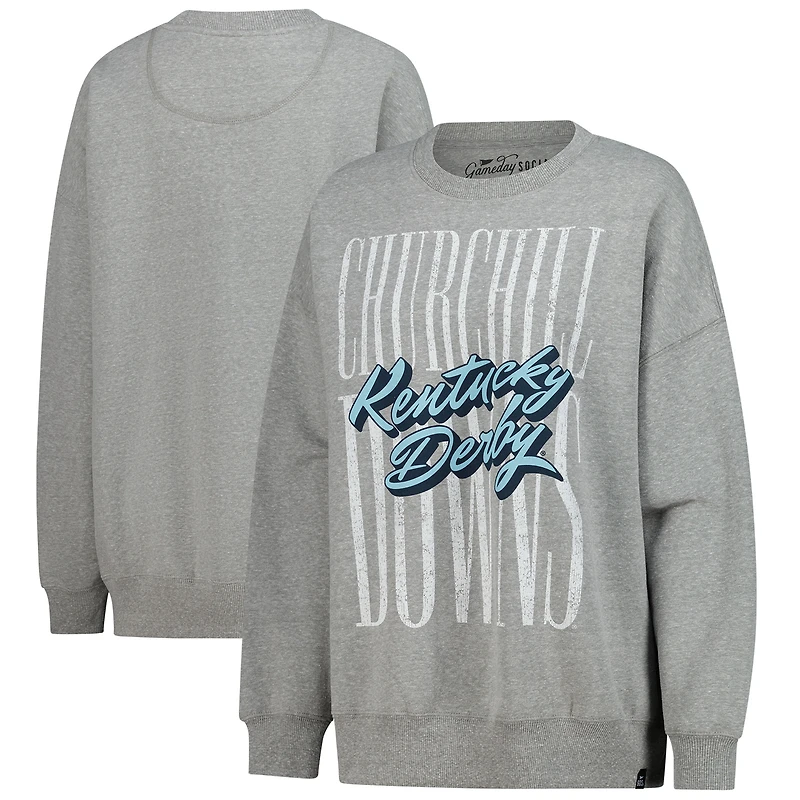Sweat-shirt surdimensionné gris chiné pour femme Gameday Social Kentucky Derby