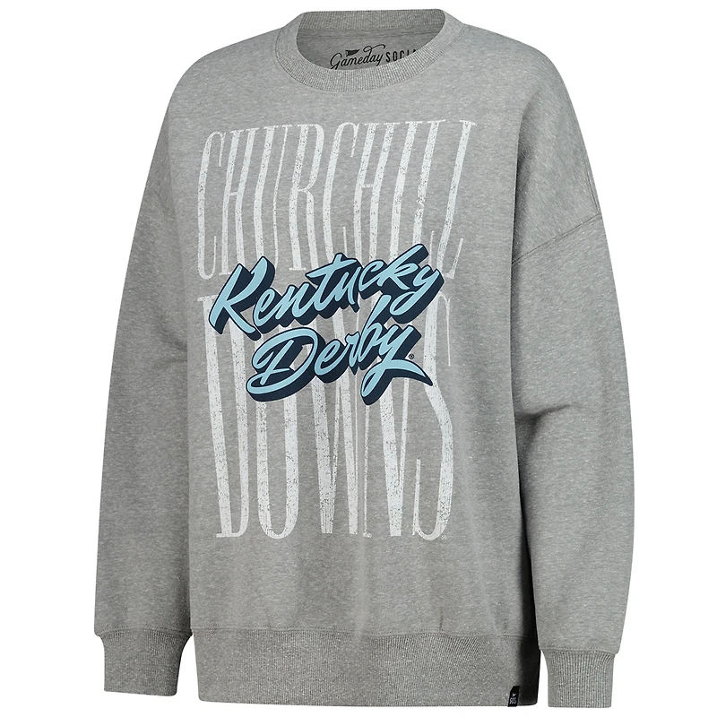 Sweat-shirt surdimensionné gris chiné pour femme Gameday Social Kentucky Derby