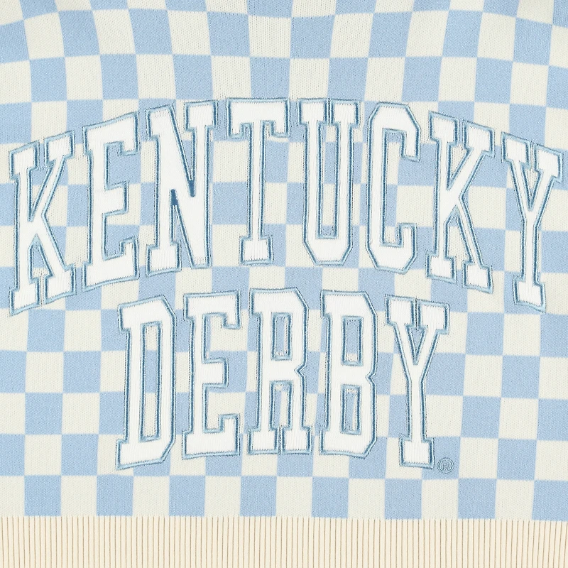 Women's Gameday Social  Light Blue Kentucky Derby Checkered Sweater