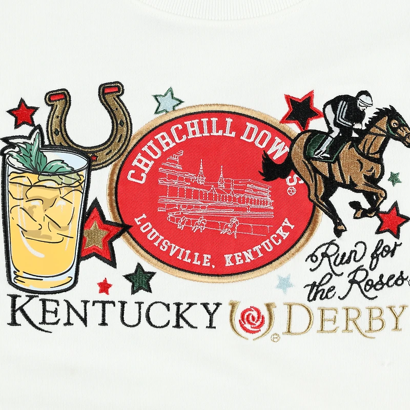 Sweat-shirt court blanc à écusson Kentucky Derby pour femme Gameday Social