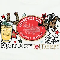 Sweat-shirt court blanc à écusson Kentucky Derby pour femme Gameday Social