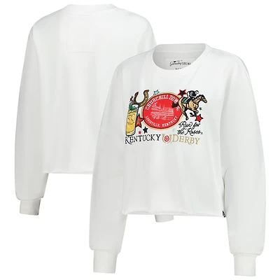 Sweat-shirt court blanc à écusson Kentucky Derby pour femme Gameday Social