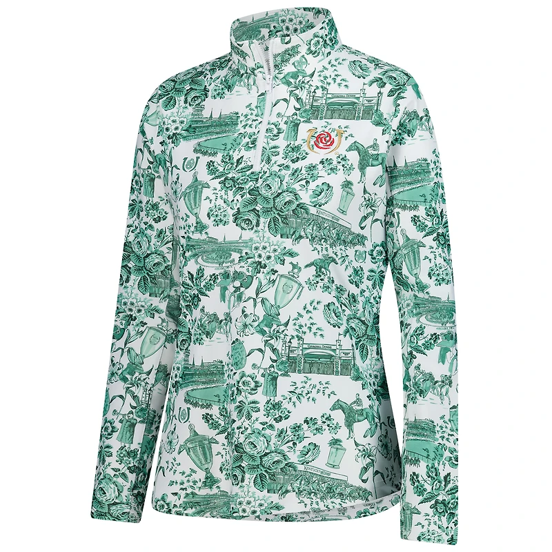 Women's Smith & Quinn  White/Green Kentucky Derby Ava Quarter-Zip Pullover